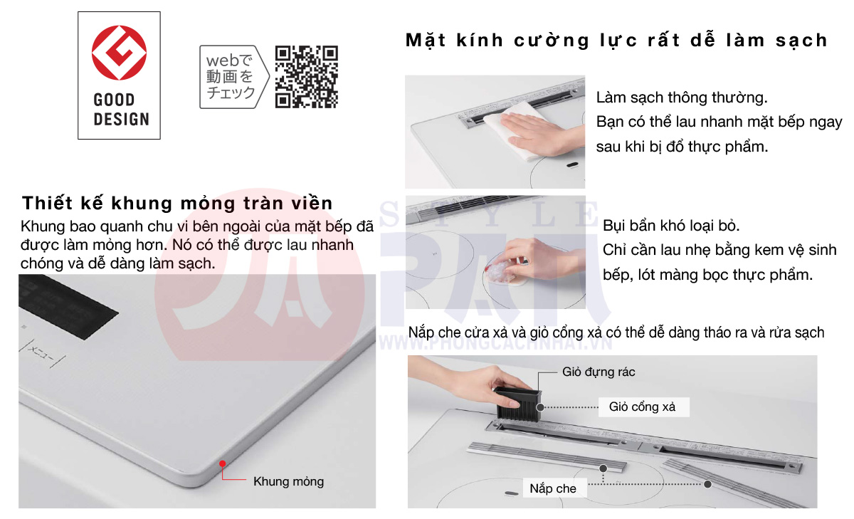 Bếp từ Hitachi HT-M8STWF | Kính tràn viền, lò nướng cải tiến 22 Thiết kế tràn viền dễ lau chùi, hiện đại hơn