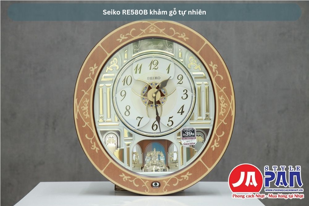 Đồng hồ treo tường Seiko RE580B | Khảm gỗ tự nhiên 38 Seiko RE580B khảm gỗ tự nhiên