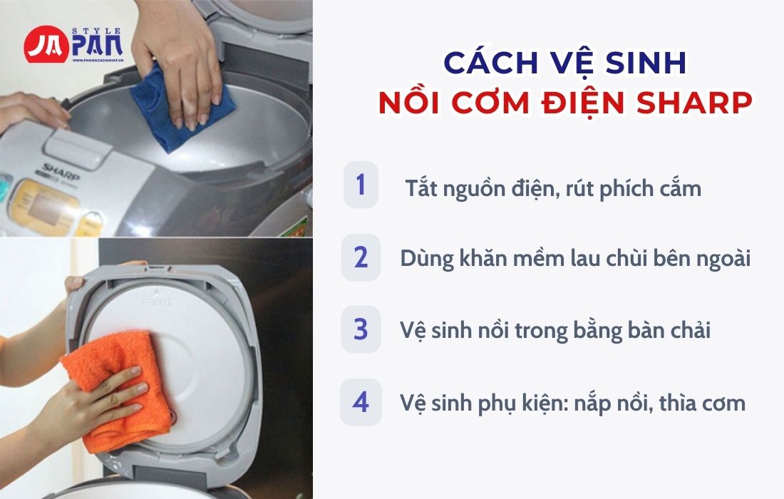Cách Sử Dụng Nồi Cơm Điện Sharp Đúng Cách Từ A-Z 4 Vệ sinh nồi cơm điện Sharp sau khi sử dụng