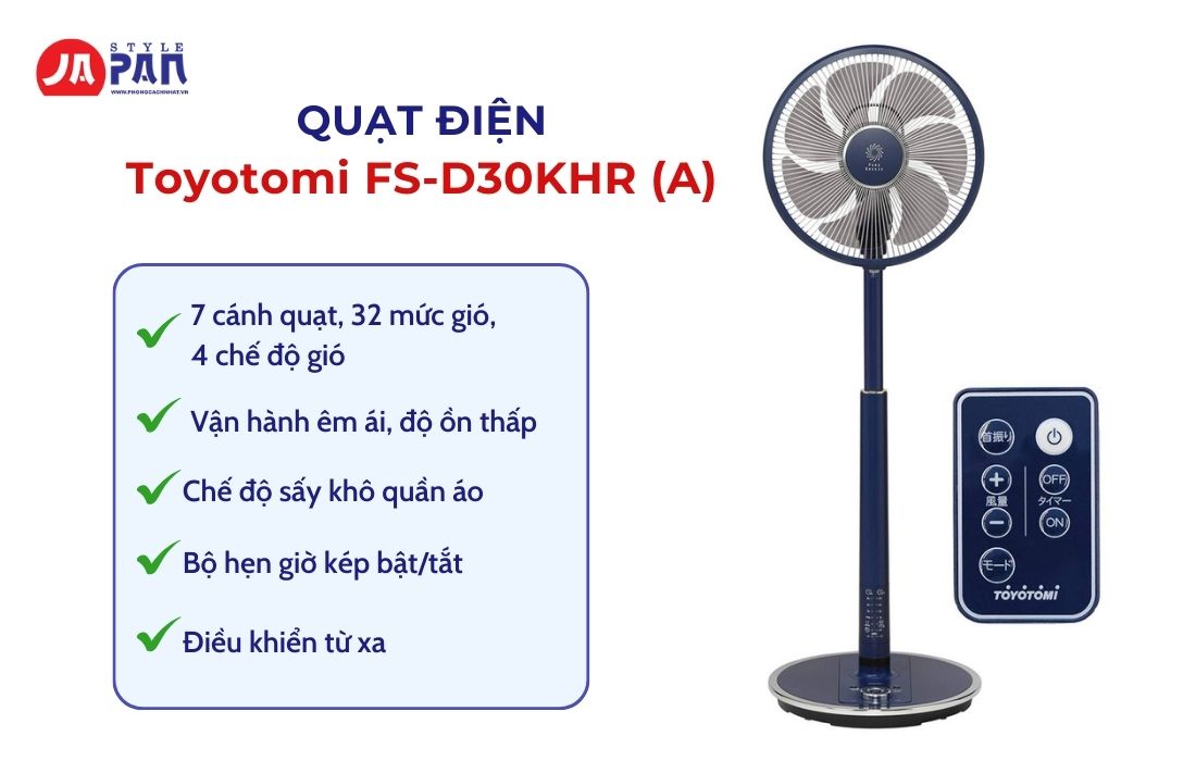 Top 5 Mẫu Quạt Điện Nội Địa Bán Chạy Nhất Tại Phong Cách Nhật Năm 2024 5 Quạt điện nội địa Toyotomi FS-D30KHR