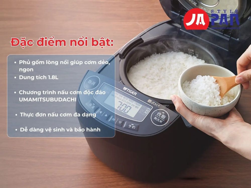 Nồi cơm điện cao tần áp suất TIGER JPV-H100 nội địa Nhật chính hãng 9 Đặc điểm nổi bật của nồi cơm điện TIGER JPV-H100 hàng nội địa Nhật