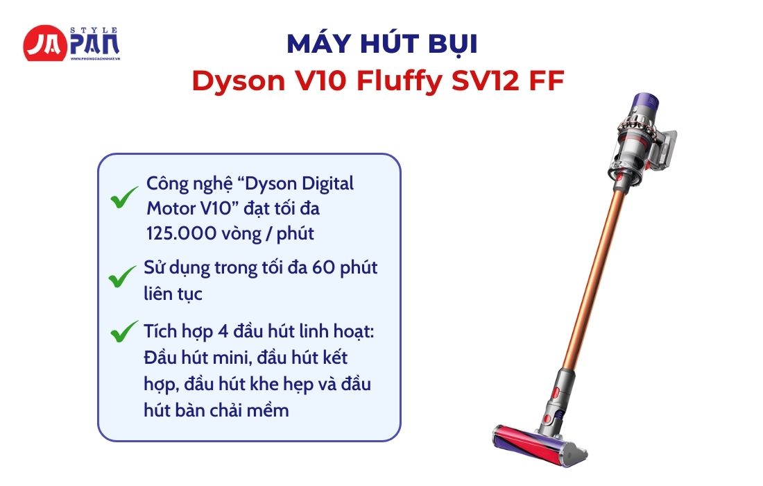 Top 5 Mẫu Máy Hút Bụi Gia Đình Tốt Nhất Hiện Nay 2 Review máy hút bụi cầm tay không dây - Dyson V10 Fluffy SV12 FF
