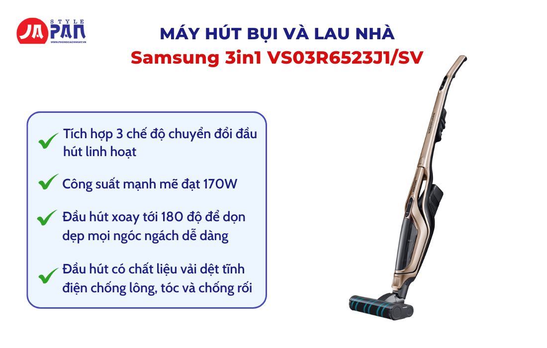 Top 5 Mẫu Máy Hút Bụi Gia Đình Tốt Nhất Hiện Nay 6 Máy hút bụi Samsung 3in1 VS03R6523J1/SV