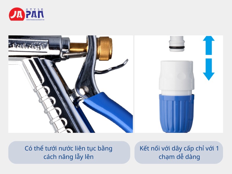 nút giữ nước tích hợp ngay trên tay cầm