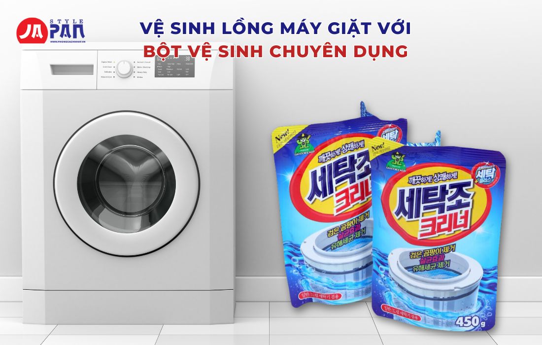 Vệ Sinh Lồng Máy Giặt Tại Nhà Đúng Cách Và Đơn Giản 2 Sử dụng bột vệ sinh lồng máy giặt chuyên dụng