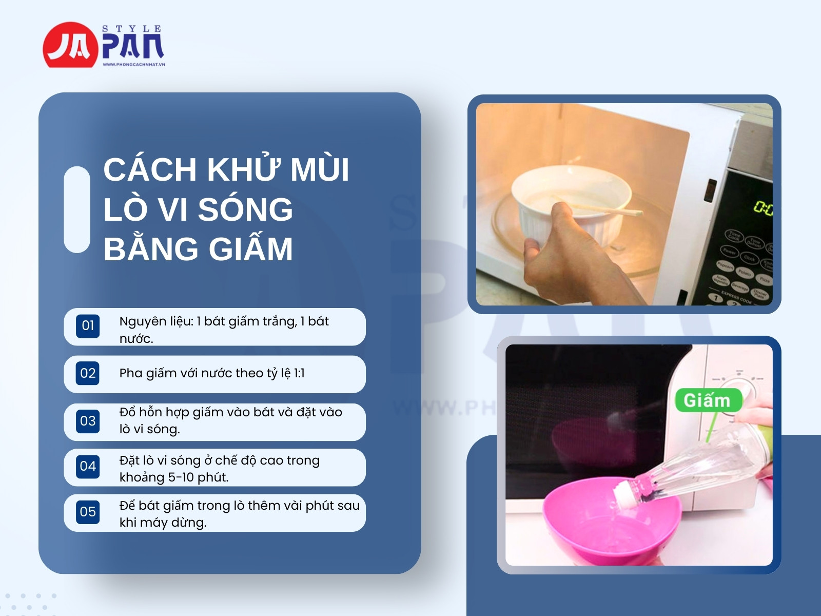 Cách khử mùi lò vi sóng bằng giấm