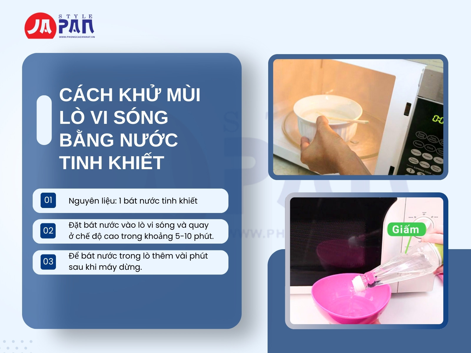 Cách khử mùi lò vi sóng bằng nước tinh khiết