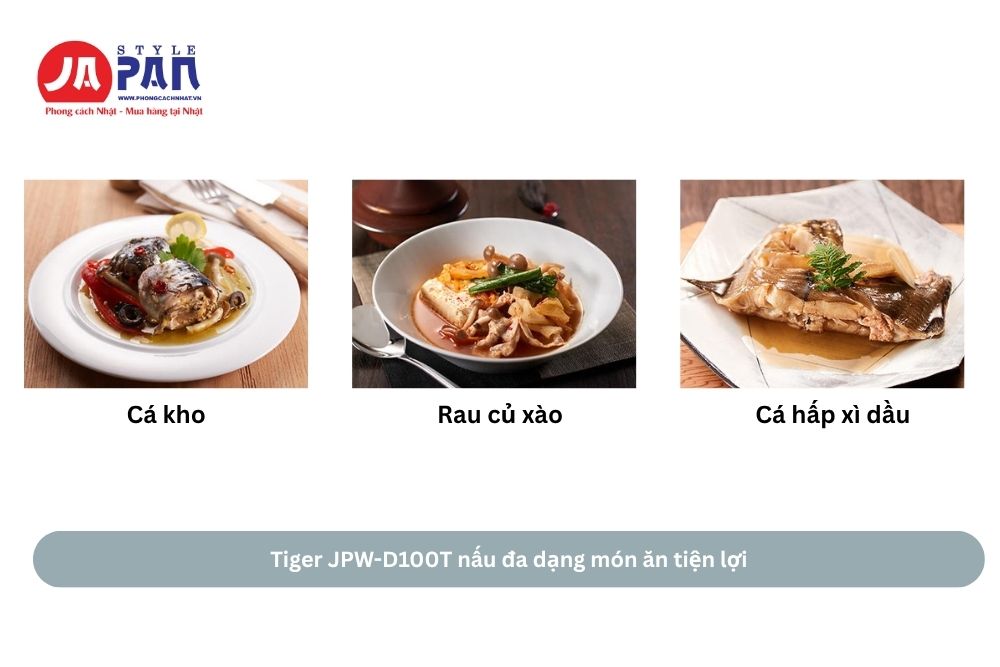 Nồi cơm điện Tiger JPW-D100T | 1.0L 36 Tiger JPW-D100T nấu đa dạng các món ăn