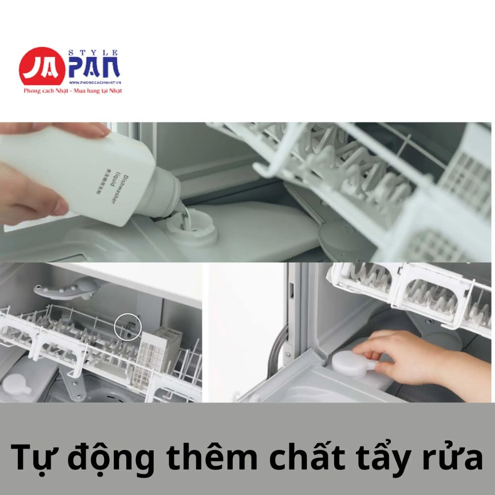 Máy rửa bát Panasonic NP-TZ500-S Màu bạc 4 Chức năng Tự động thêm chấy tẩy rửa của máy rửa bát Panasonic NP-TZ500