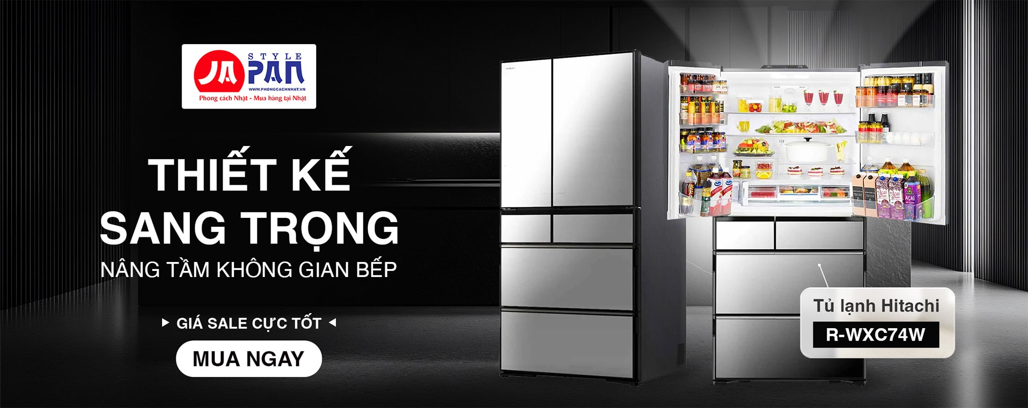Trang chủ 10 Banner tủ lạnh Hitachi R-WXC74W