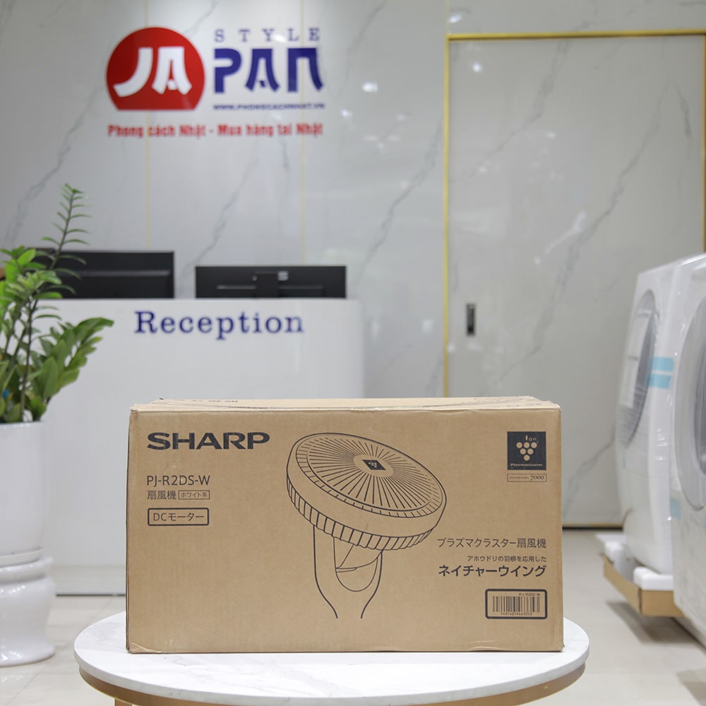 Quạt Sharp PJ-R2DS | Quạt tuần hoàn động cơ DC, xoay 3D 2 Hộp đóng gói sản phẩm quạt Sharp PJ-R2DS