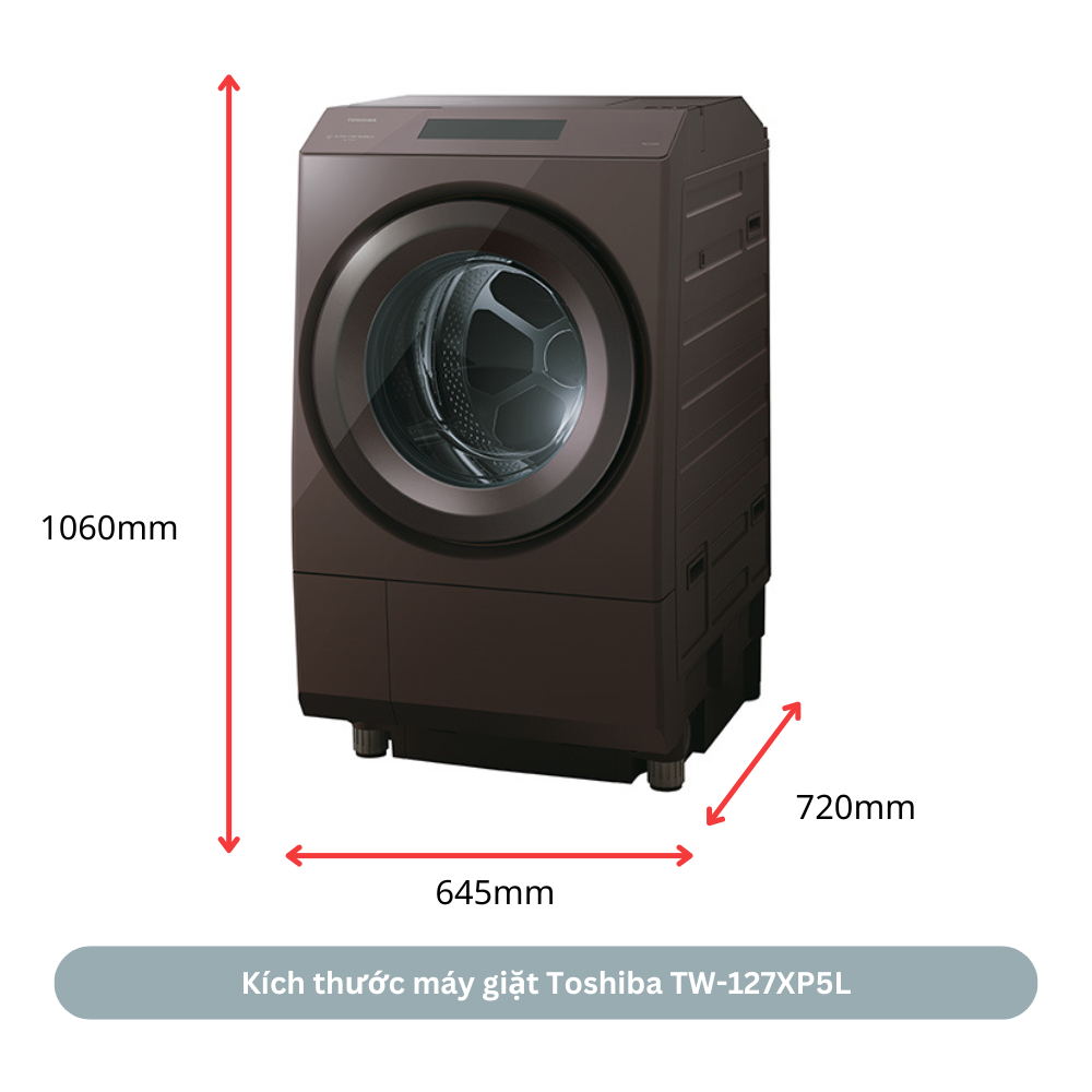 Kích thước máy giặt Toshiba TW-127XP5L