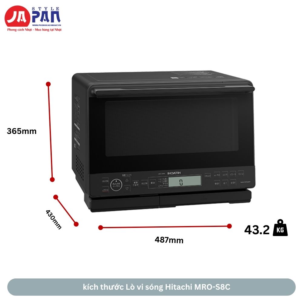 kích thước Lò vi sóng Hitachi MRO-S8C