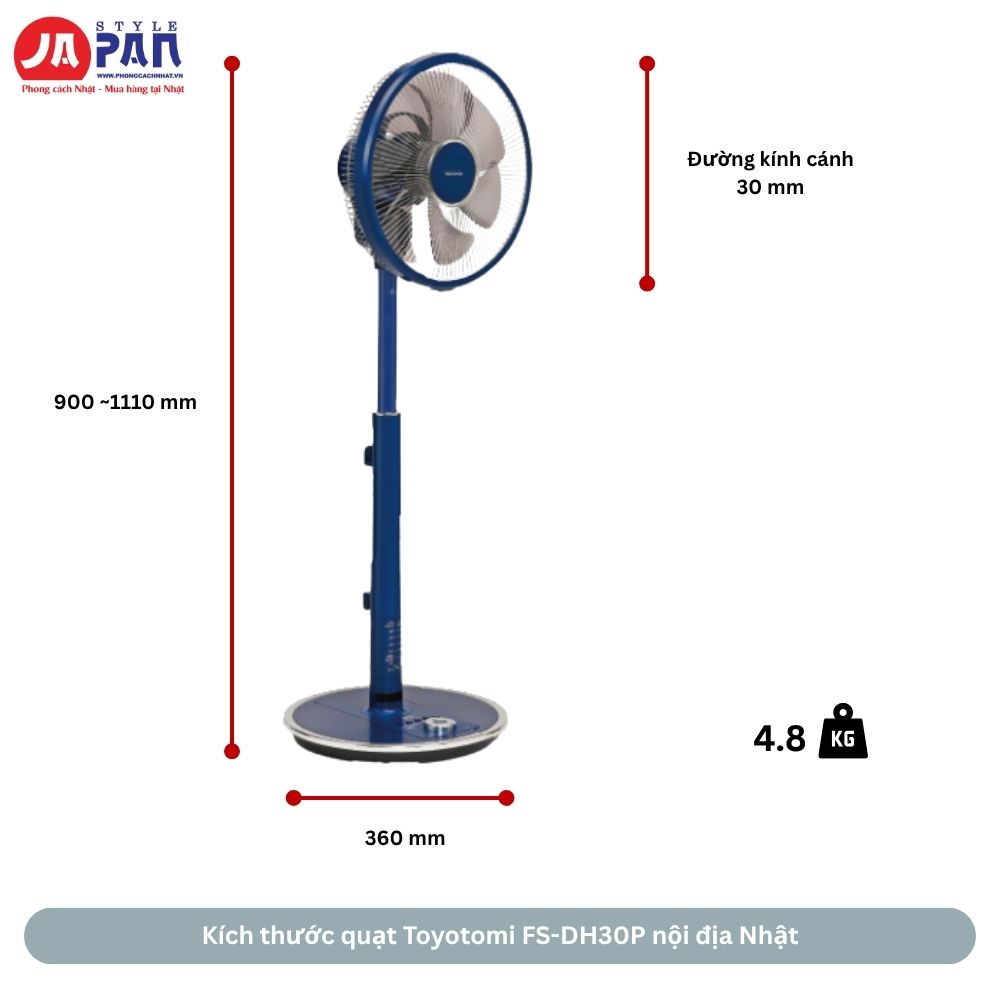 kích thước quạt cây Toyotomi FS-DH30P 