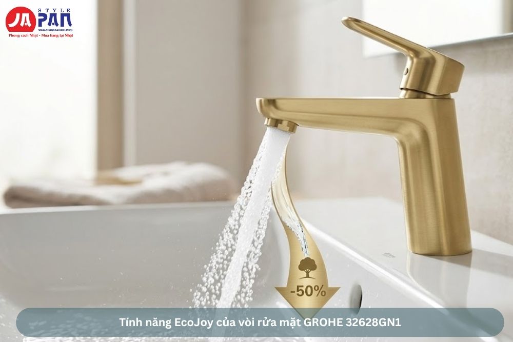 Vòi rửa mặt GROHE 32628GN1 | Vòi nóng lạnh vàng Gold, model 2026 3 tính năng EcoJoy của vòi rửa mặt GROHE 32628GN1
