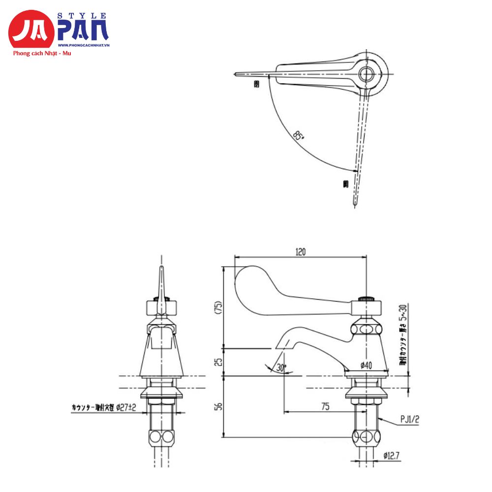 Bản thông số vòi lavabo Lixil LF-1Z